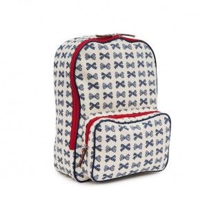 Plecak Pink Lining Navy Bows on Cream