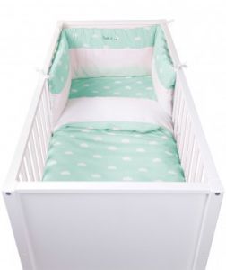 Ochraniacz do łóżeczka 35x180 snoozy clouds mint
