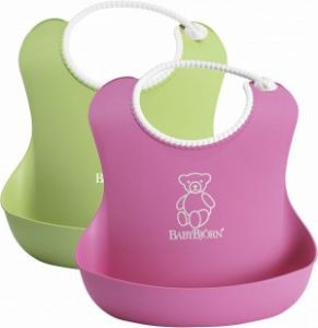 BABYBJORN -Wyjątkowo wygodne 2 śliniaki - zielony / różowy