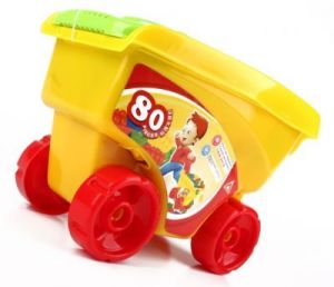 Kolorowe klocki w wózku na kółkach - 80 szt.
