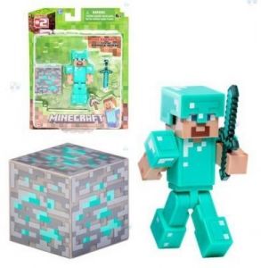 FIGURKA MINECRAFT DIAMENTOWY STEVE  I AKCESORIA